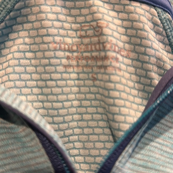 Vineyard Vines Performance light turquoise subtle stripe stretch 1/4 zip top. Sm - Picture 5 of 5